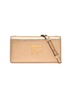 Мини-сумка через плечо из металлизированной кожи TF Tom Ford, золотой