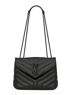 Маленькая кожаная сумка через плечо Loulou Matelass Saint Laurent, черный