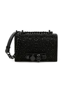 Мини-сумка из хрустальной кожи, украшенная драгоценностями Alexander McQueen, черный