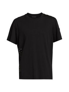Матовая черная футболка с логотипом Moncler, черный