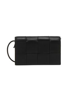 Кожаный кошелек Intrecciato на ремешке Bottega Veneta, черный