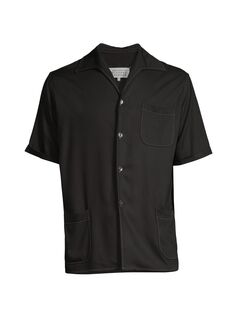 Рубашка из твила с короткими рукавами Maison Margiela, черный