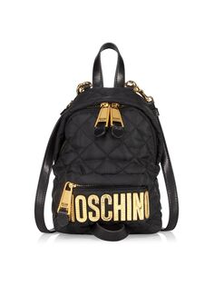 Стеганый нейлоновый рюкзак с логотипом Moschino, черный