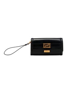 Кожаный кошелек Greca Goddess Continental Versace, черный
