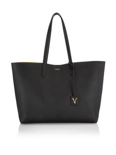 Кожаная большая сумка Virtus Versace, черный