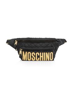 Поясная сумка из стеганого нейлона с логотипом Moschino, черный