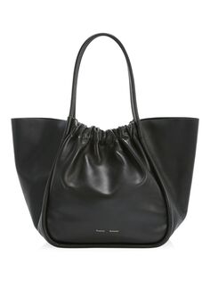 Кожаная сумка-тоут размера XL с рюшами Proenza Schouler, черный