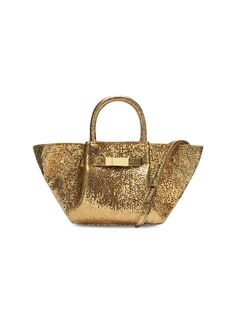Миниатюрная сумка-тоут New York из металлизированной кожи DeMellier, золотой