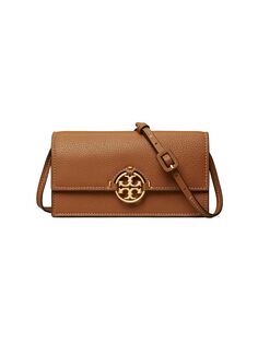 Кожаный кошелек через плечо Miller Tory Burch, коричневый