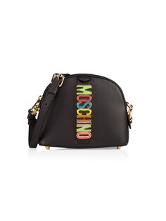 Кожаная сумка через плечо с логотипом Moschino, черный