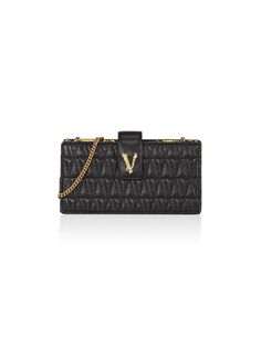 Мини-сумка Virtus из стеганой кожи Versace, черный