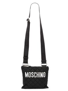 Стеганая сумка через плечо с логотипом Moschino, черный