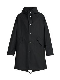 Хлопковое пальто с капюшоном и логотипом Jil Sander, черный