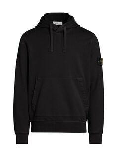 Худи из хлопка с логотипом Stone Island, черный