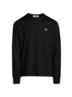Хлопковая толстовка с логотипом Stone Island, черный