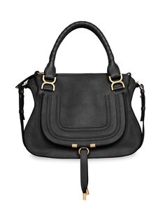Кожаная сумка-портфель Marcie среднего размера Chloé, черный Chloe
