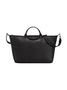 Большая кожаная дорожная сумка Le Pliage Longchamp, черный