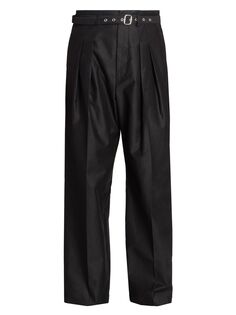 Хлопковые широкие брюки со складками спереди JW Anderson, черный