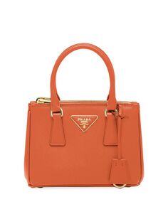 Мини-сумка Galleria из сафьяновой кожи Prada, оранжевый