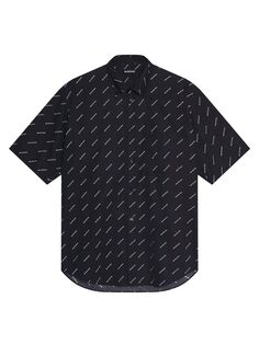 Рубашка с коротким рукавом со сплошным логотипом, нормальный крой Balenciaga, черный