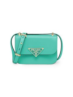 Кожаная сумка с эмблемой Prada, зеленый