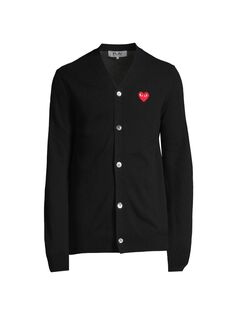 Красный кардиган с сердечками Comme des Garçons PLAY, черный