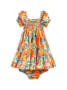 Платье и шаровары Dobby для девочки с тропическим принтом Polo Ralph Lauren