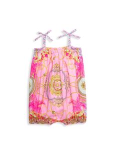 Пузырьковый комбинезон с пальмовым принтом для девочки для девочки CAMILLA, розовый