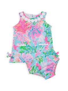 Тропическое прямое платье и шаровары для девочки для девочки Lilly Pulitzer Kids, синий