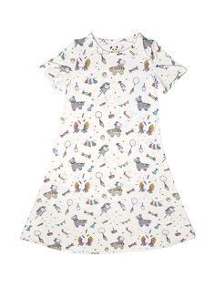Ночная рубашка с принтом пиньята для маленьких девочек и маленьких девочек Bellabu Bear, белый