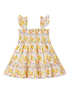 Присборенное солнцезащитное платье Emily для маленьких девочек и девочек Janie and Jack, желтый