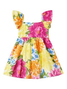 Платье для девочек и девочек с цветочным принтом Tropicalia Janie and Jack, разноцветный