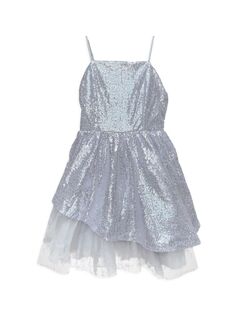 Вечернее платье Peek-a-Boo для девочек с пайетками Un Deux Trois, серебряный
