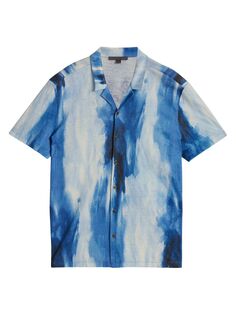Акварельная льняная рубашка Laurel John Varvatos, синий
