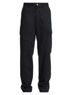 Хлопковые брюки с карманом с клапаном Moncler, черный