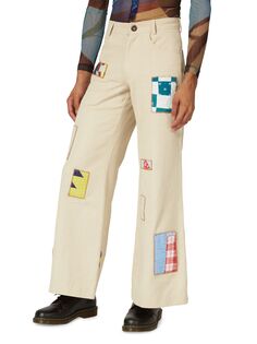 Расклешенные брюки со стегаными нашивками Crafted Through Community Bethany Williams, белый