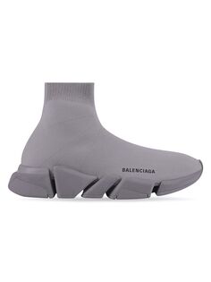 Однотонные кроссовки Speed 2.0 из переработанного трикотажа Balenciaga, серый