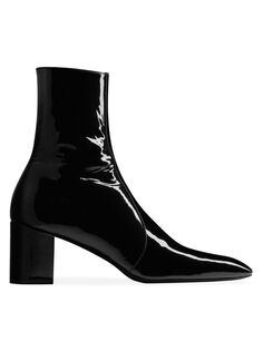 Ботинки на молнии Xiv из лакированной кожи Saint Laurent, черный