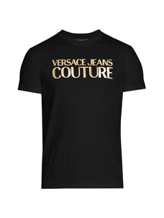 Футболка с круглым вырезом и логотипом Maglietta Versace Jeans Couture, черный