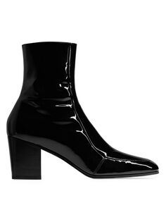 Ботинки Beau на молнии из лакированной кожи Saint Laurent, нуарный