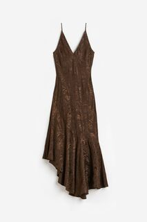 Платье H&amp;M Asymmetric-hem Slip, темно-коричневый H&M