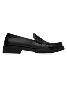 Тапочки Penny с монограммой Le Loafer из гладкой кожи Saint Laurent, неро