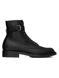 Армейские ботинки из гладкой кожи Saint Laurent, черный