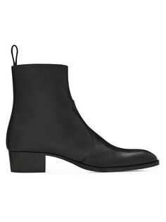 Ботинки Wyatt на молнии из гладкой кожи Saint Laurent, черный