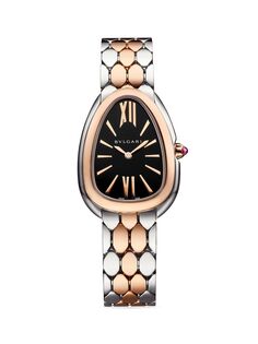 Часы-браслет Serpenti Seduttori из нержавеющей стали и розового золота 18 карат BVLGARI, розовый