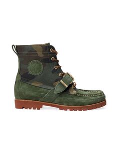 Замшевые и камуфляжные ботинки Ranger Polo Ralph Lauren, зеленый