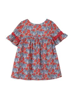 Платье для маленьких девочек и девочек с цветочным принтом и кружевной отделкой Tartine et Chocolat, красный