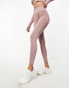 Леггинсы Asos 4505 Croc Seamless Jacquard With Wrap Waist, розовый