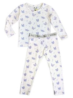 Пижамный комплект с принтом бабочки для маленьких девочек и маленьких девочек Bellabu Bear