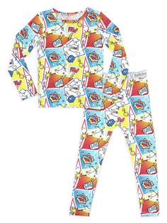 Пижамный комплект из рубашки и брюк с длинными рукавами и брюками с длинными рукавами для мальчиков, маленьких мальчиков с героями комиксов Bellabu Bear